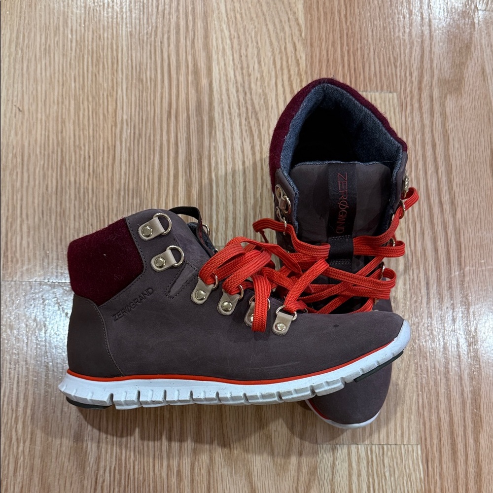 Cole Haan Zerogrand Dark Brown and Burgundy Ankle Boots